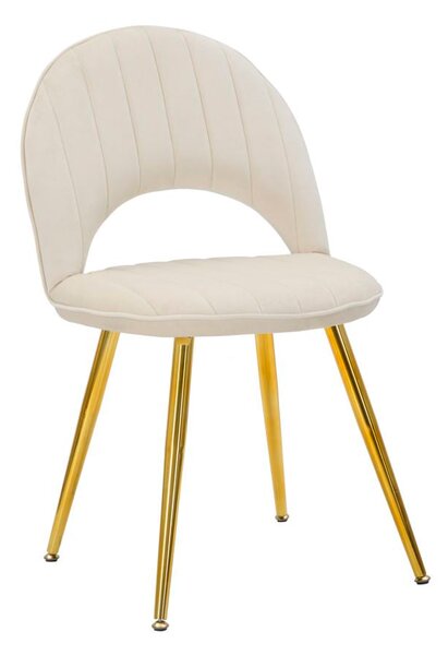 Set 2 Sedie Imbottite 52x48x78 cm in Tessuto Velluto Flex Crema e Oro