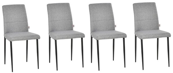 Set 4 Sedie Imbottite 41,5x54,5x87 cm in Tessuto Grigio