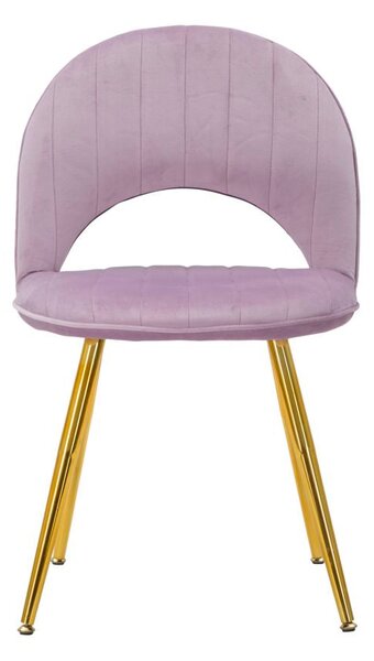 Set 2 Sedie Imbottite 52x48x78 cm in Tessuto Velluto Flex Rosa e Oro