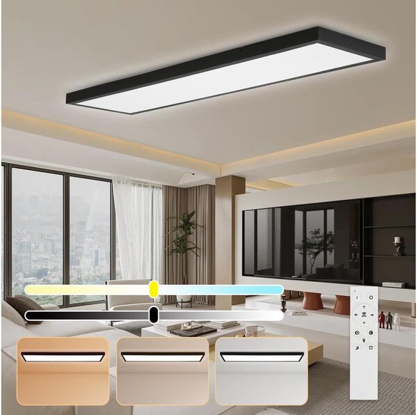 Brilagi-LED Plafoniera da bagno dimmerabile FRAME SMART LED/50W/230V IP44, nero con telecomando