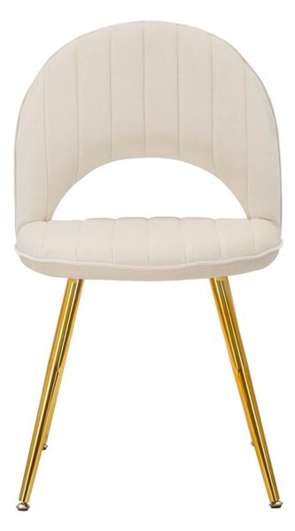Set 2 Sedie Imbottite 52x48x78 cm in Tessuto Velluto Flex Crema e Oro