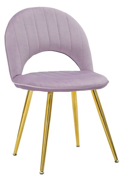 Set 2 Sedie Imbottite 52x48x78 cm in Tessuto Velluto Flex Rosa e Oro