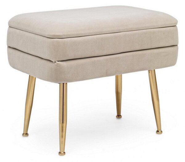 Panca Singola Contenitore Pavlina in Tessuto effetto Velluto Beige