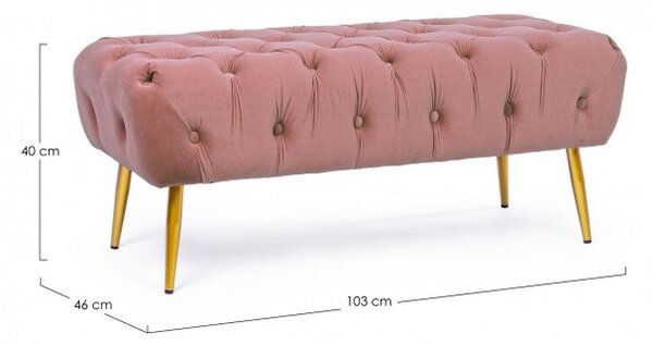 Panca Giacinta Polignac in Tessuto effetto Velluto Rosa
