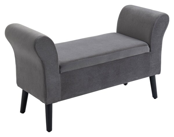 Panca Pouf Contenitore Imbottita 111,5x41x65 cm in Tessuto Grigio
