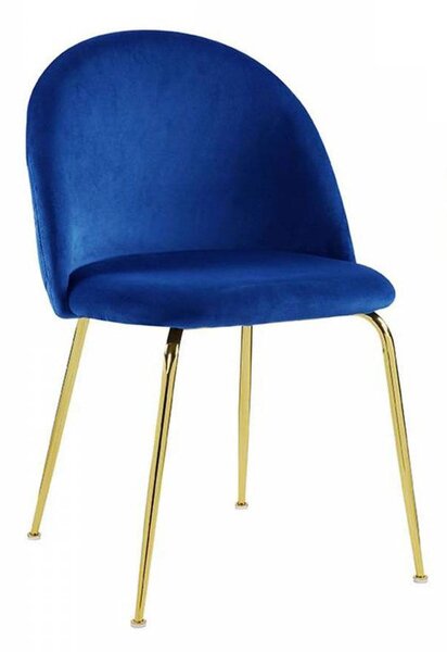 Set 4 Sedie Imbottite 49x52x79 cm in Velluto Blu e Oro