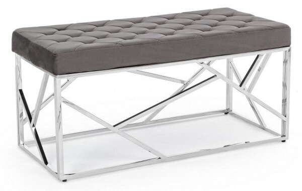 Panca Rayan Velluto Grigio 97x44 in Tessuto effetto Velluto Grigio