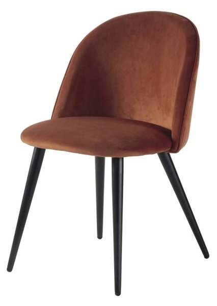 Set 4 Sedie Imbottite 49x52x79 cm in Velluto Bronzo e Nero
