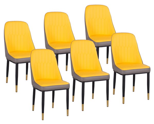 Set 6 Sedie Imbottite 45x42x92 cm in Similpelle Gialli