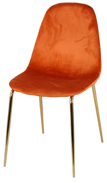 Set 4 Sedie Imbottite 44x55x86 cm in Velluto Arancione e Oro