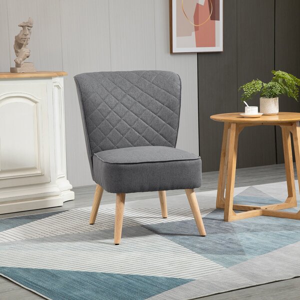 Sedia Imbottita 61x69x85 cm in Tessuto Effetto Lino Grigio Chiaro