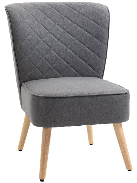 Sedia Imbottita 61x69x85 cm in Tessuto Effetto Lino Grigio Chiaro