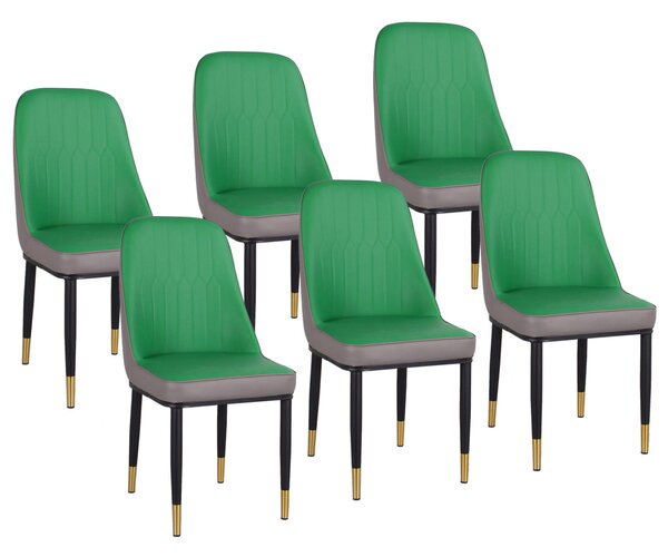 Set 6 Sedie Imbottite 45x42x92 cm in Similpelle Verdi