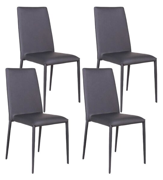 Set 4 Sedie 40x42xH96 cm in Similpelle Cleo Grigio Scuro