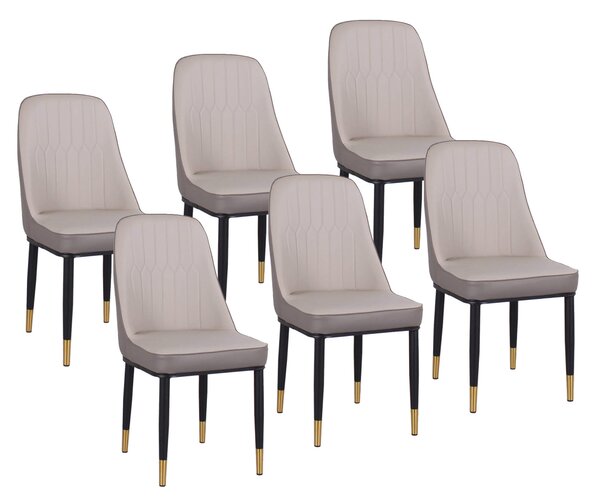 Set 6 Sedie Imbottite 45x42x92 cm in Similpelle Tortora