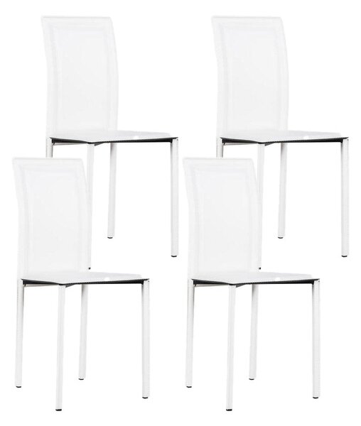 Set 4 Sedie 41x39xH90 cm in Similcuoio Net Bianco