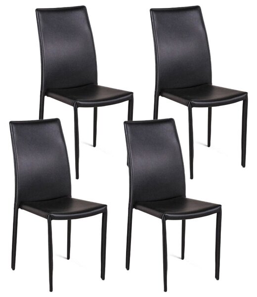 Set 4 Sedie 42x41xH95 cm in Similcuoio Kitty Nero