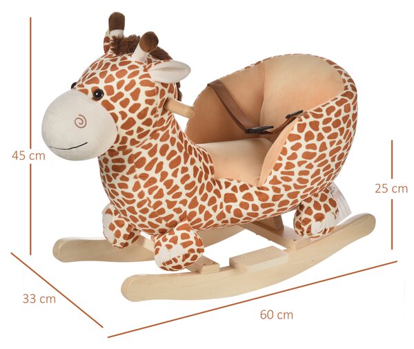 HOMCOM Cavallo a Dondolo in Legno Giraffa per i Bambini 60 x 33 x 45cm|Aosom