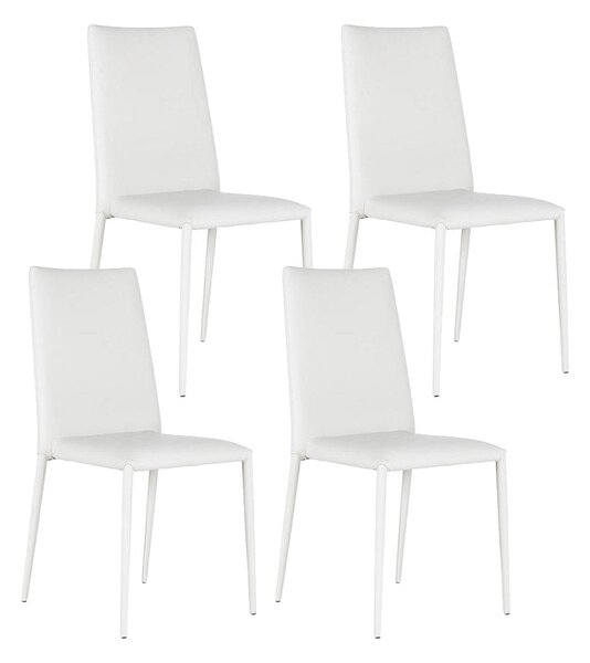 Set 4 Sedie 40x42xH96 cm in Similpelle Cleo Bianco