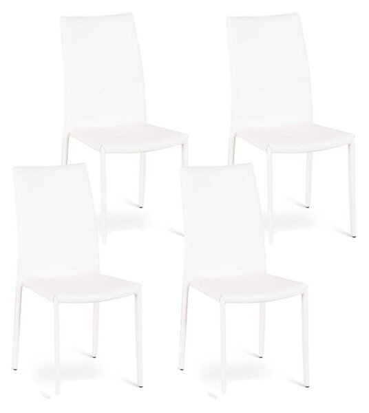 Set 4 Sedie 42x41xH95 cm in Similcuoio Kitty Bianco