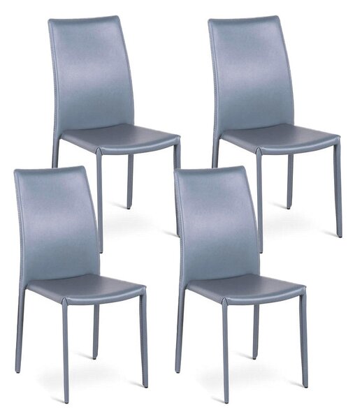 Set 4 Sedie 42x41xH95 cm in Similcuoio Kitty Grigio Scuro