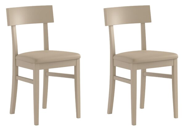 Set 2 Sedie 44x45xH82 cm in Legno Laccato Monaco Tortora