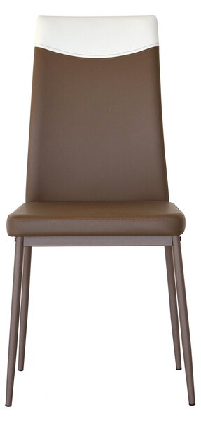 Sedia Jet 50x44x96 cm in Similpelle Cappuccino Jet con Fascia Bianca
