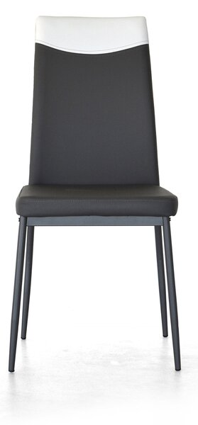 Sedia Jet 50x44x96 cm in Similpelle Grigia Jet con Fascia Bianca