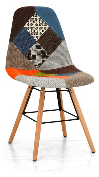 Sedia Imbottita 85x45x42 cm in Tessuto Stile Patchwork Neon 3