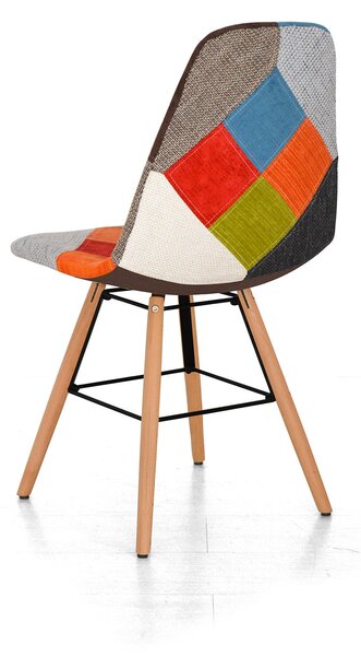 Sedia Imbottita 85x45x42 cm in Tessuto Stile Patchwork Neon 3