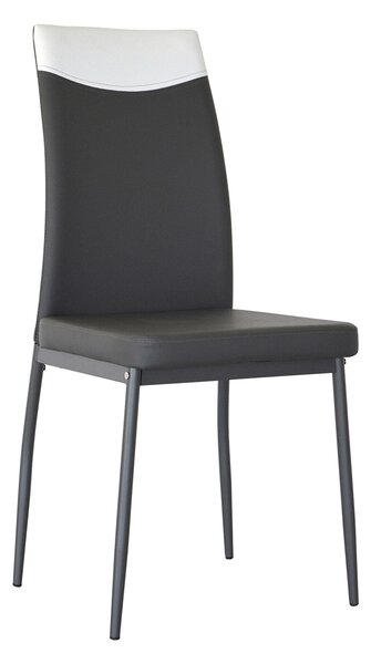 Sedia Jet 50x44x96 cm in Similpelle Grigia Jet con Fascia Bianca