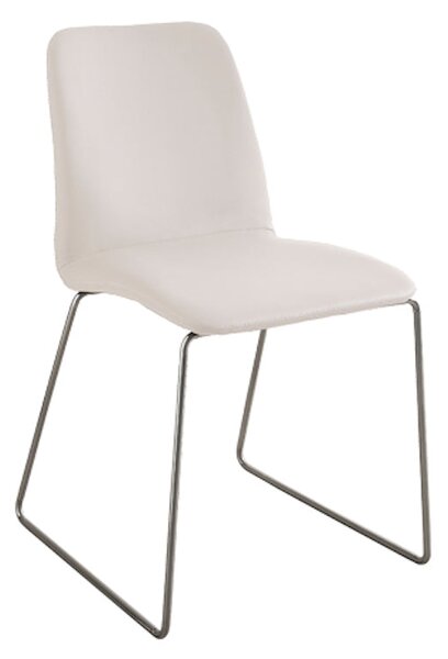 Set di 4 Sedie Imbottite in Similpelle Bianca e Acciaio