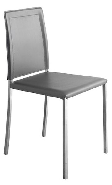 Set di 2 Sedie in Pvc Grigio e Metallo