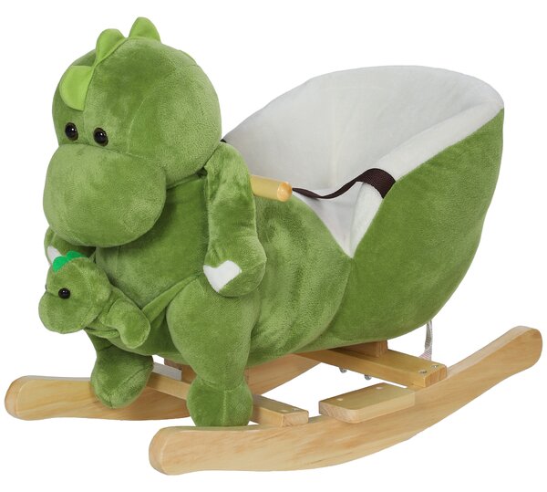 AIYAPLAY Cavallo a Dondolo per Bambini 18-36 Mesi a Dinosauro con Suoni e Rivestimento Morbido, Verde