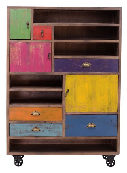 Libreria in Legno di Cedro Multicolor