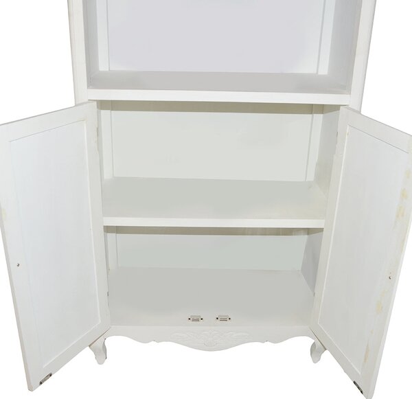 Libreria in Legno 3 Vani 2 Ante 75x38x185cm Country Bianca