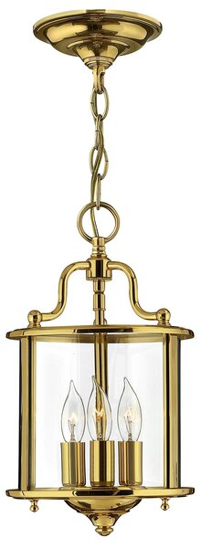 Lampadario Contemporaneo Gentry Ottone Lucido Vetro 3 Luci E14