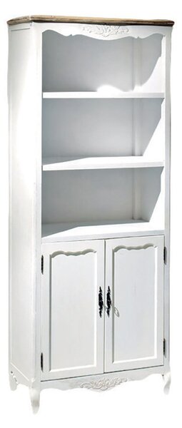 Libreria in Legno 3 Vani 2 Ante 75x38x185cm Country Bianca