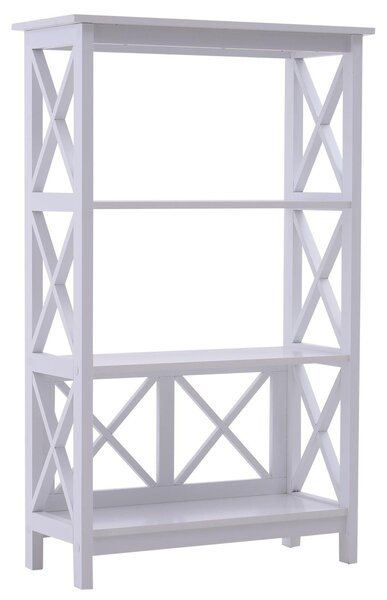 Libreria Scaffale da Parete a 3 Ripiani in Legno Bianco 70x30x113 cm