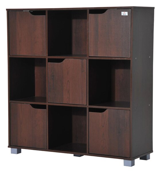 Libreria in Legno da Terra con 9 Scompartimenti Marrone 89.5x30x93 cm