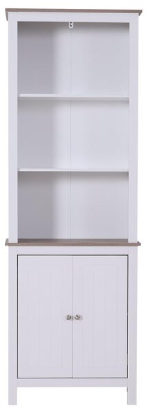 Libreria in Legno con 3 Ripiani e Ante Bianco 60x30x175 cm
