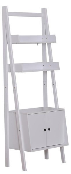 Libreria Scaffale a Scala con Mensole in Legno Bianco 65x40x180 cm