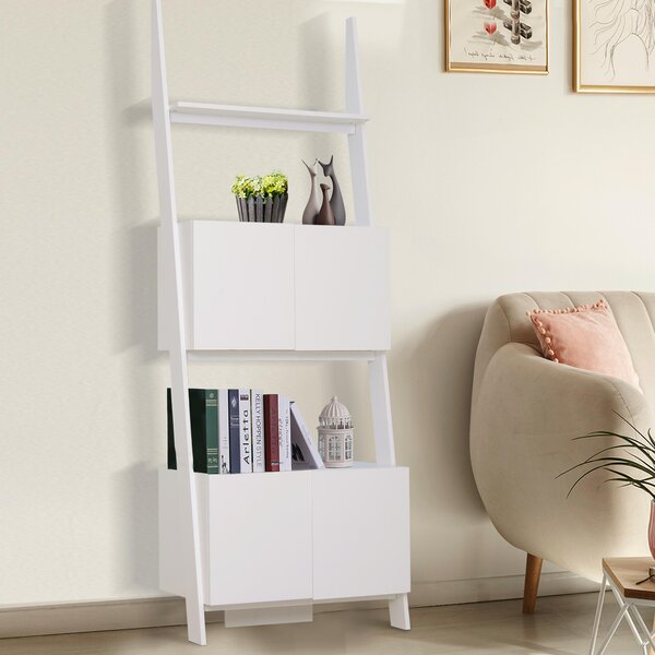 Libreria Scaffale 3 Ripiani 2 Armadietti Design Moderno in Legno Bianco 70x40x195 cm