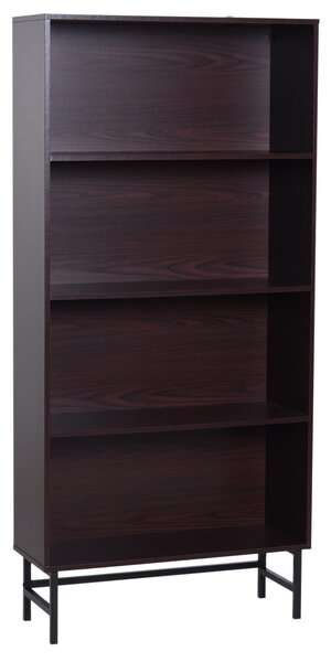 Libreria 4 Ripiani con Struttura in Acciaio Caffè Scuro 80x29.5x180 cm