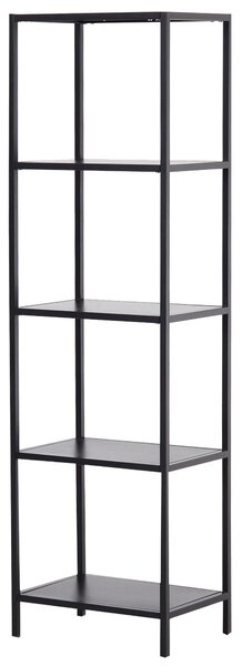 Libreria Scaffale 5 Ripiani in Metallo Nero 51x36x175 cm