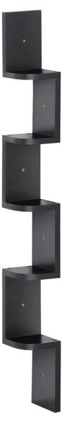 Libreria da Parete con Mensole in Legno MDF Nero 12x12x120 cm