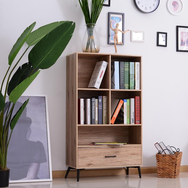 Libreria in Stile Nordico in Legno Truciolato Rovere 68.5x30x120.5 cm