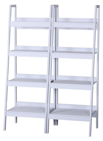 Libreria a Scala in Legno Componibile Bianco 52x45x148 cm