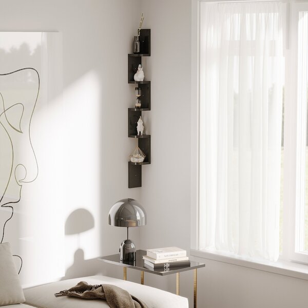 Libreria da Parete con Mensole in Legno MDF Nero 12x12x120 cm
