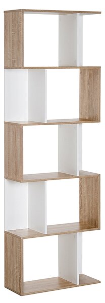 Libreria da Muro Moderna 5 Ripiani in Legno Bianco 60x24x1184.5 cm